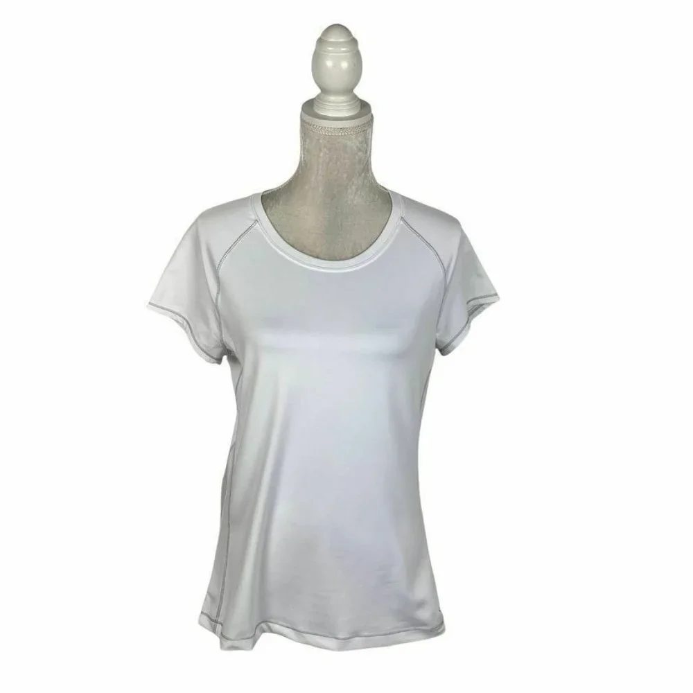 Alo CoolFit Athletic T-shirt White Contrast Stitching Short Sleeves Workout Gym